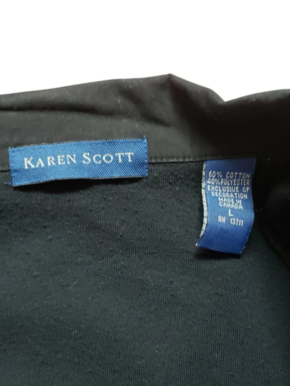 Karen Scott Black Polo Shirt W/Jungle Embroidery Womens Large - Picture 4 of 9